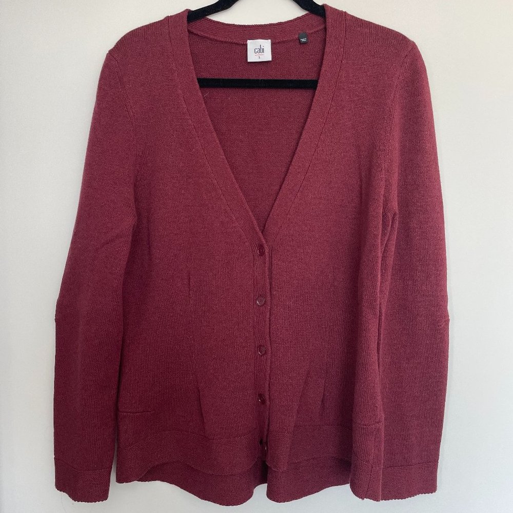 Cabi Maroon Button Front Catch Cardigan Size L